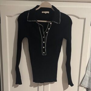 Black Button-Up Women Top